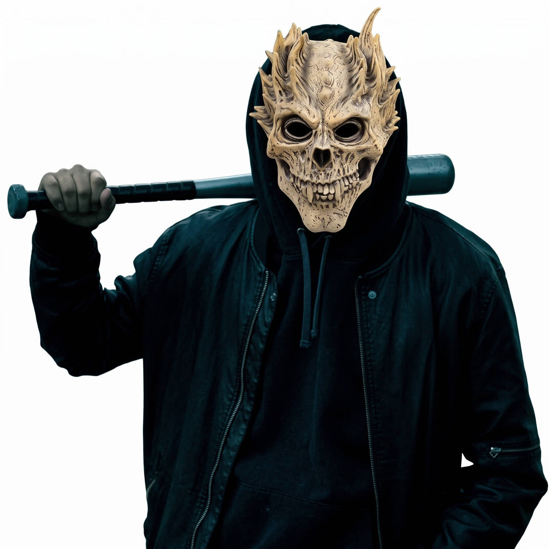 Halloweens helhoved-skeletmaske med eksklusivt latexdesign til cosplay