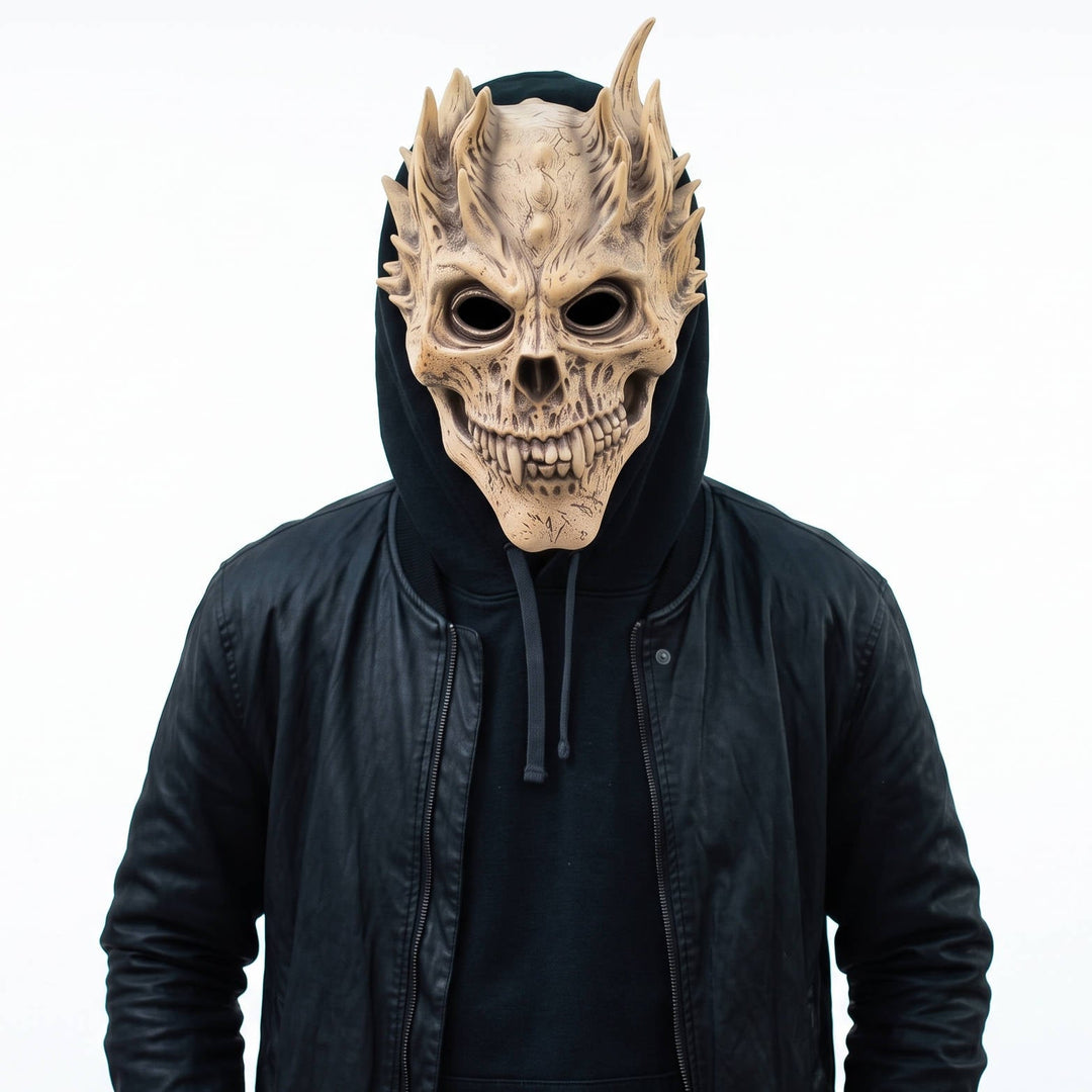 Halloweens helhoved-skeletmaske med eksklusivt latexdesign til cosplay
