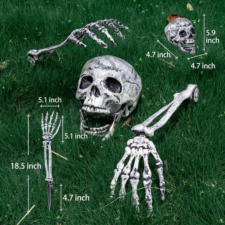 Halloweenovy realistické zápichy v podobě kostlivců pro venkovní dekoraci trávníku