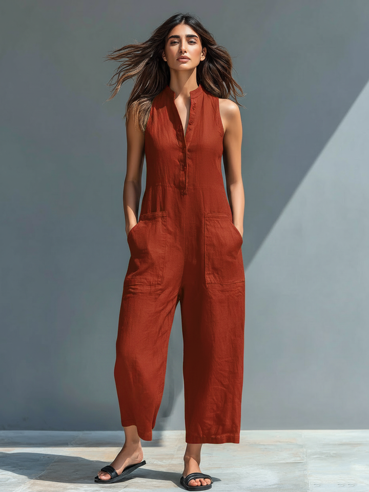 Katherine | Løs ærmeløs jumpsuit til kvinder med ståkrave