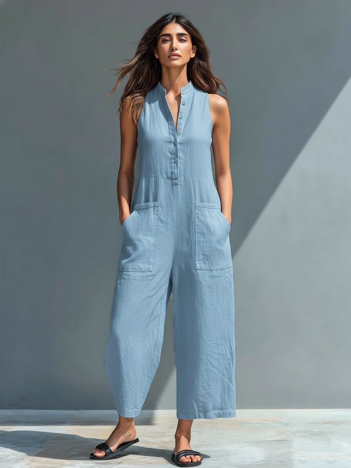 Katherine | Løs ærmeløs jumpsuit til kvinder med ståkrave