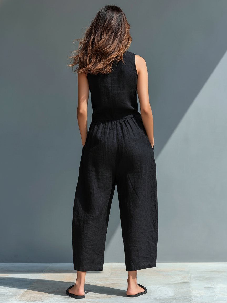 Katherine | Løs ærmeløs jumpsuit til kvinder med ståkrave