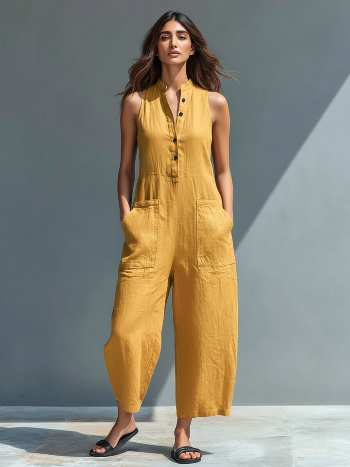 Katherine | Løs ærmeløs jumpsuit til kvinder med ståkrave