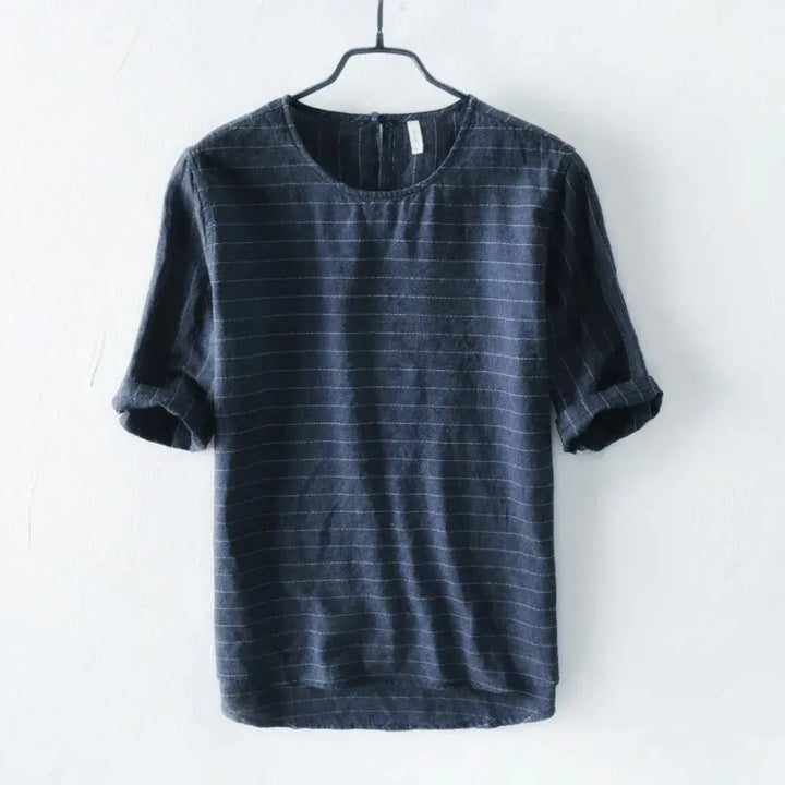 Geneva Linen Cotton T-Shirt Navy