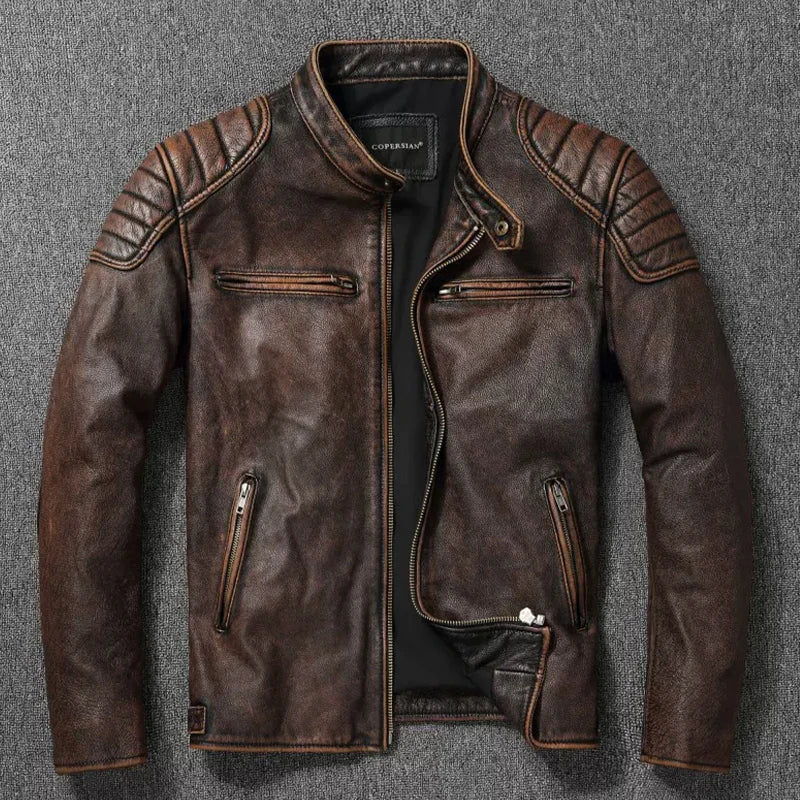 Genuine Cowhide & Fur Bomber Leather Jacket