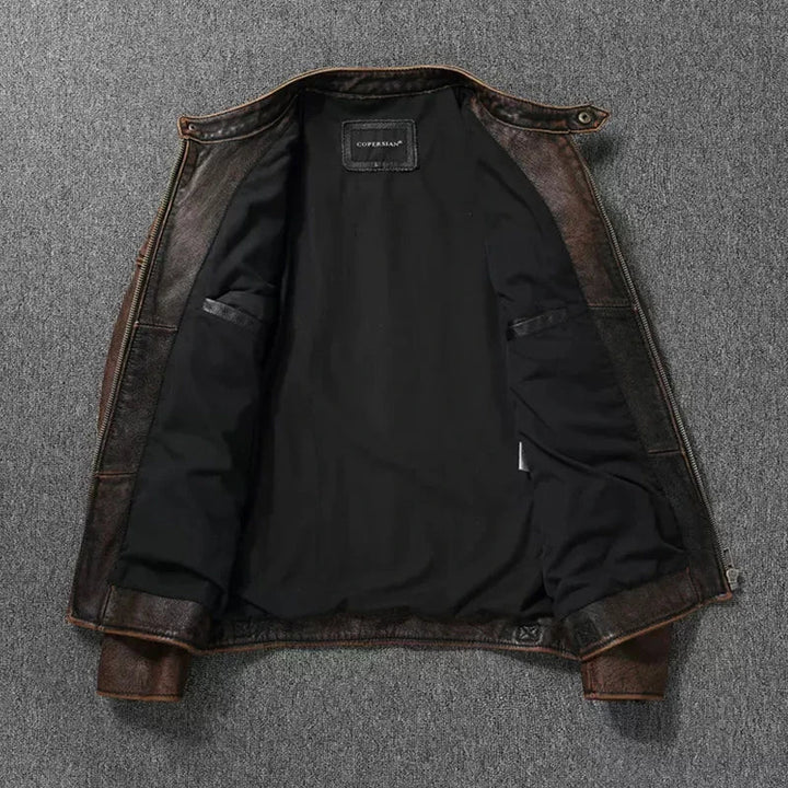 Genuine Cowhide & Fur Bomber Leather Jacket