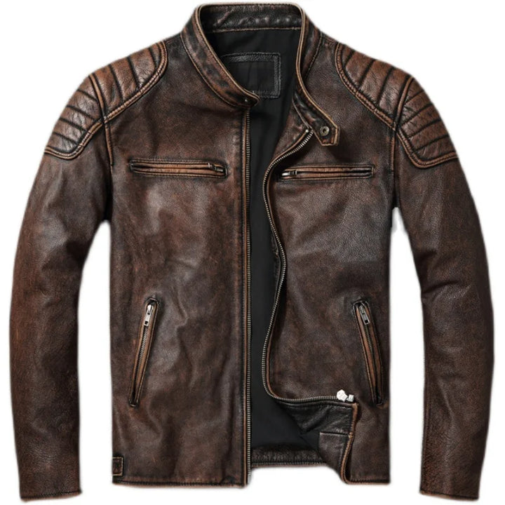 Genuine Cowhide & Fur Bomber Leather Jacket Champagne