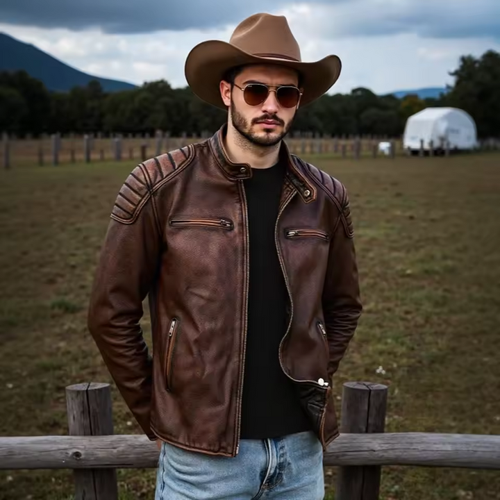 Genuine Cowhide & Fur Bomber Leather Jacket