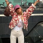 Flowery Jacket for Women Red beige