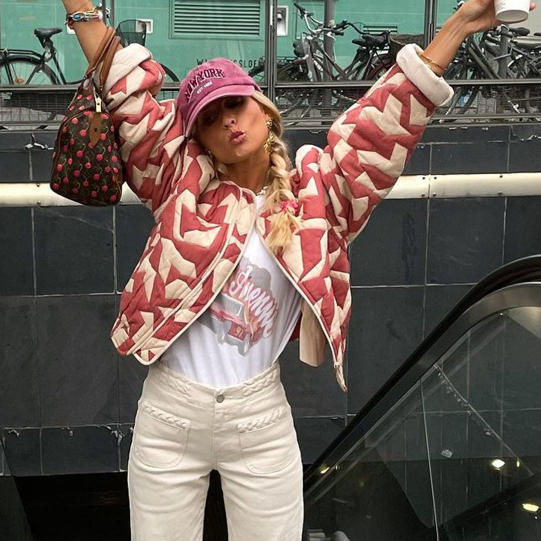 Flowery Jacket for Women Red beige