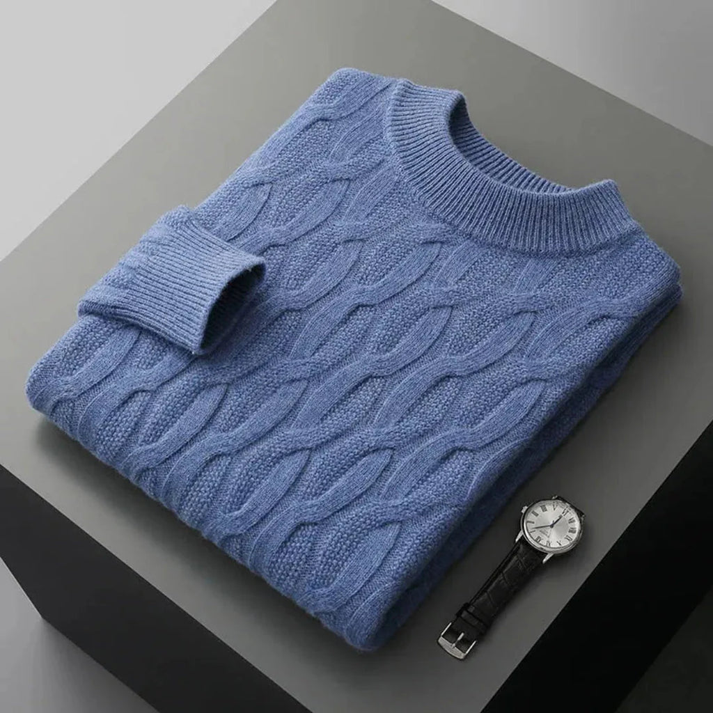 Luxurious Jacquard Cashmere Sweater Azure