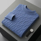 Luxurious Jacquard Cashmere Sweater Azure