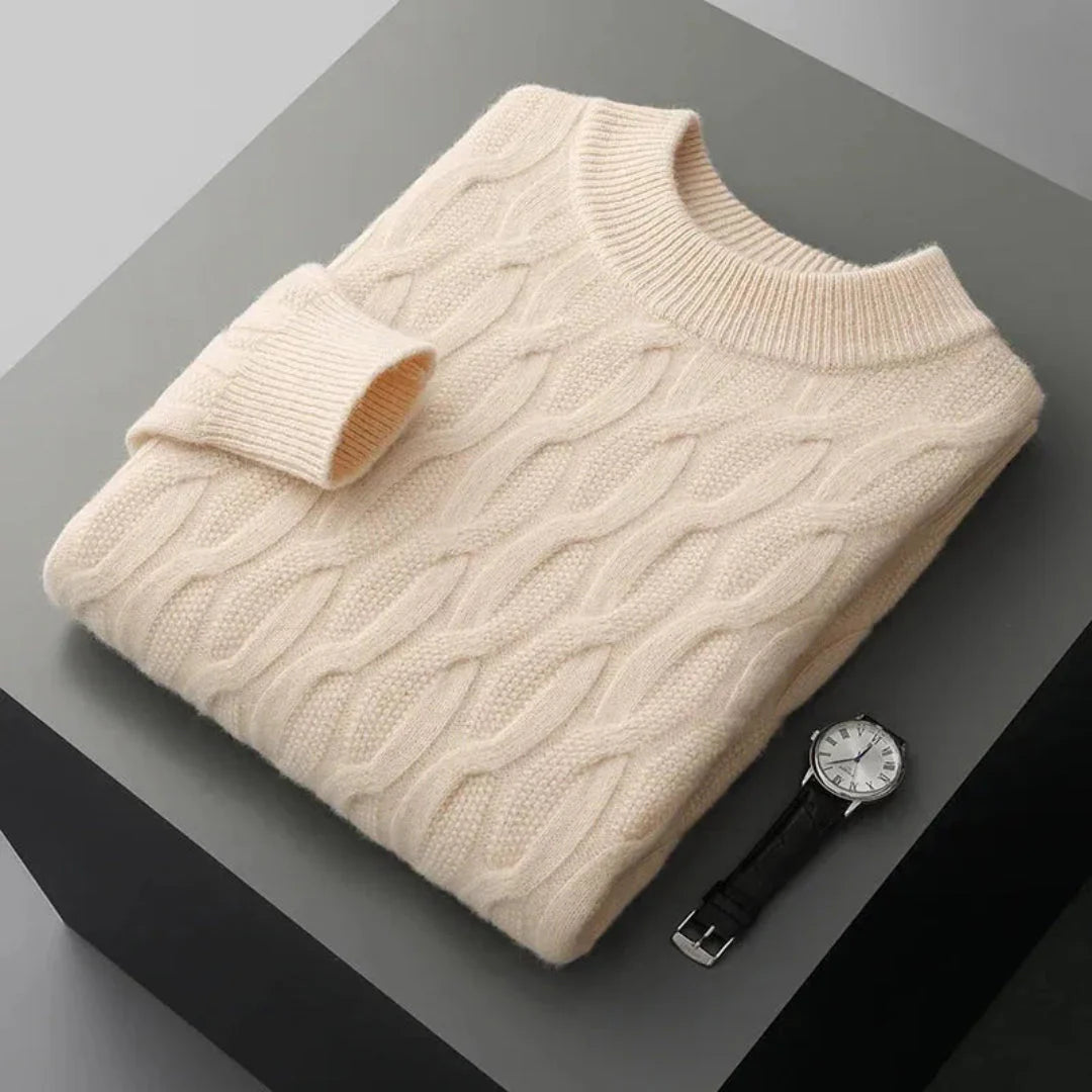 Luxurious Jacquard Cashmere Sweater Beige