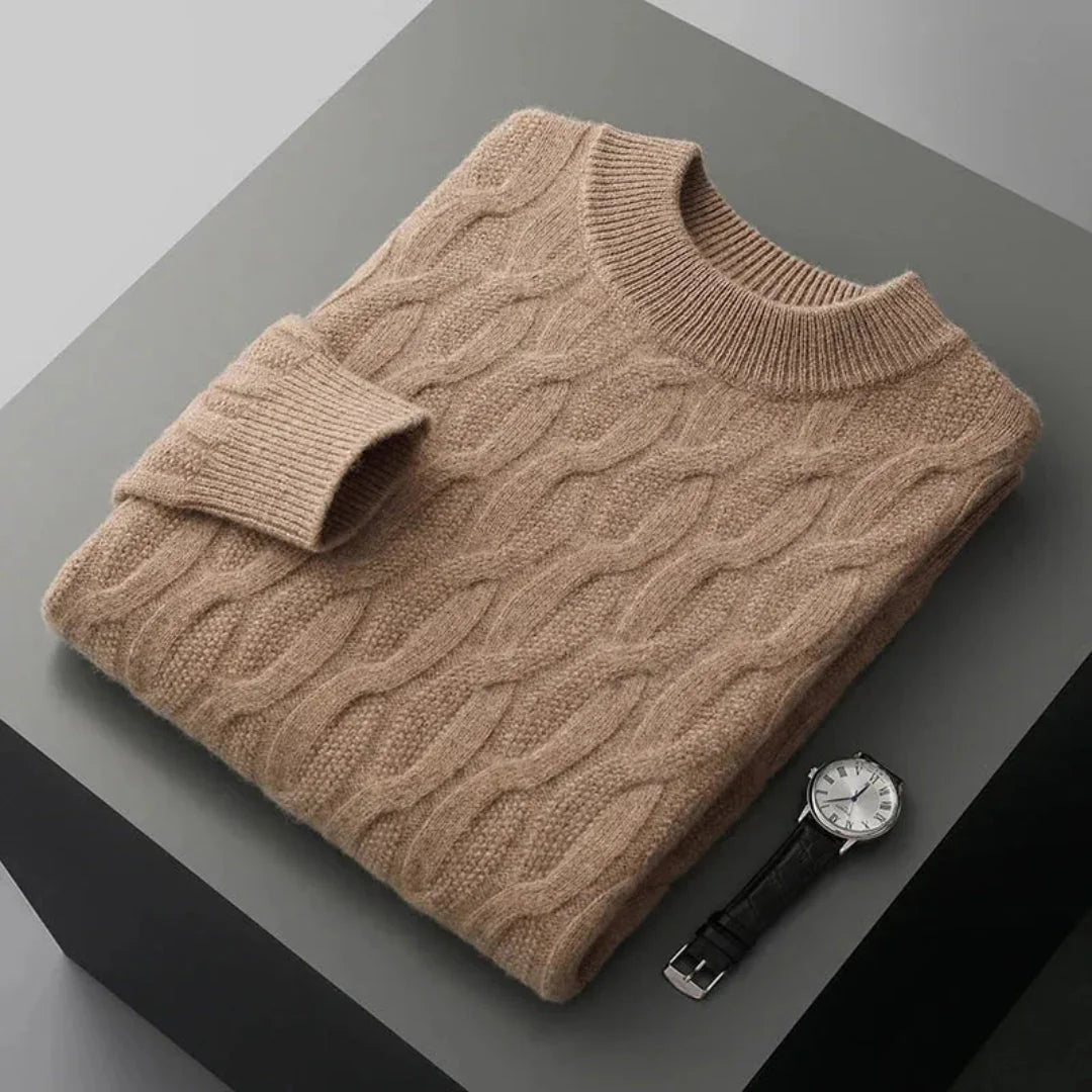 Luxurious Jacquard Cashmere Sweater Camel