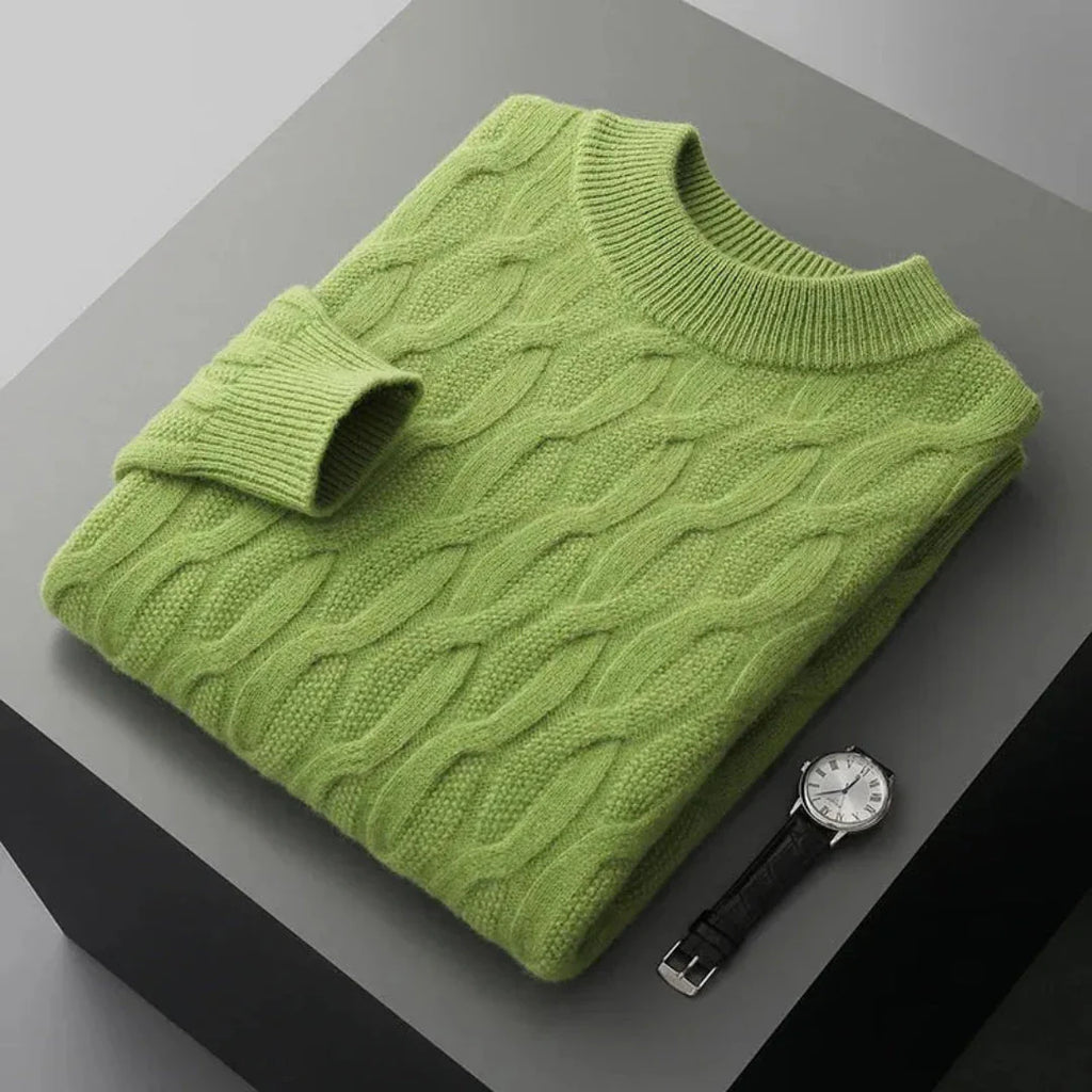 Luxurious Jacquard Cashmere Sweater Emerald
