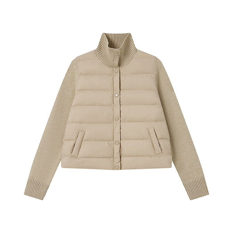 Women's Quilted Knit Sleeve Puffer Coat