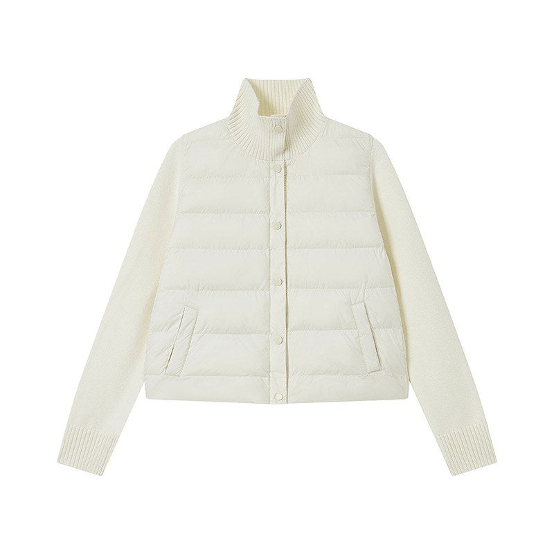 Women's Quilted Knit Sleeve Puffer Coat