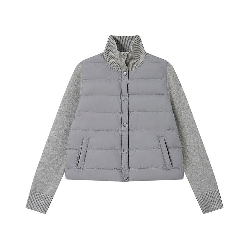 Women's Quilted Knit Sleeve Puffer Coat