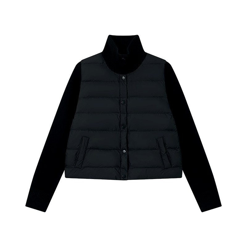 Women's Quilted Knit Sleeve Puffer Coat
