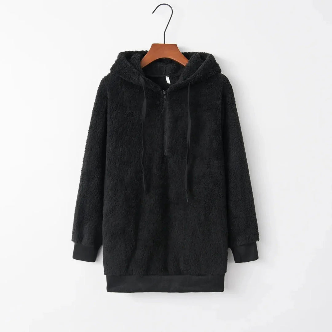 Cozy Oversized Sherpa Fleece Hoodie-MODAUTLET