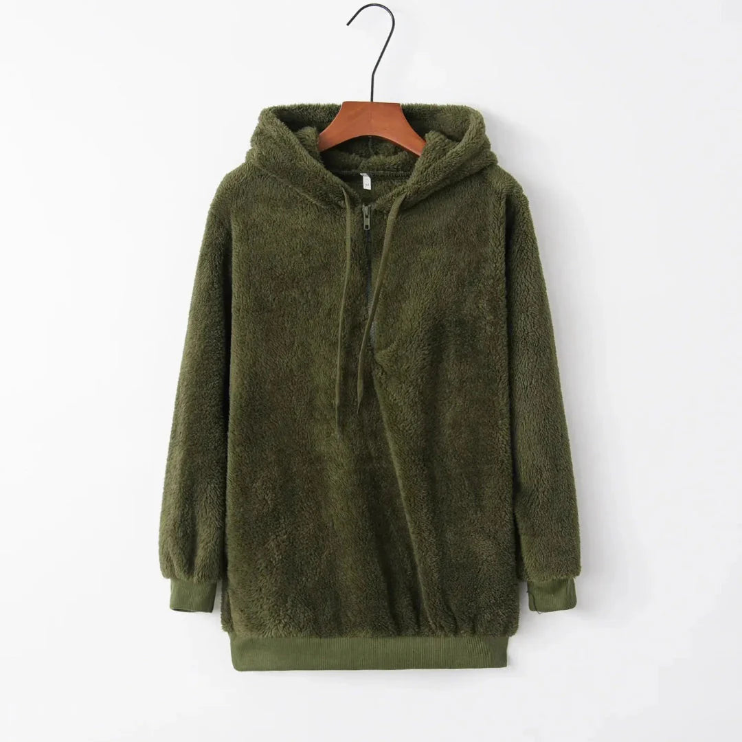 Cozy Oversized Sherpa Fleece Hoodie-MODAUTLET