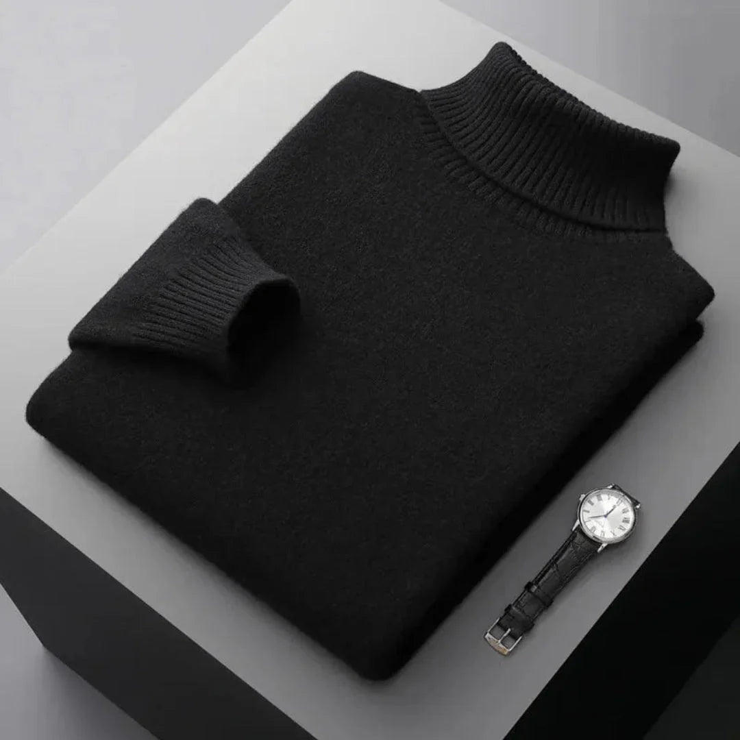 Pure Wool Turtleneck Sweater for Ultimate Comfort Black
