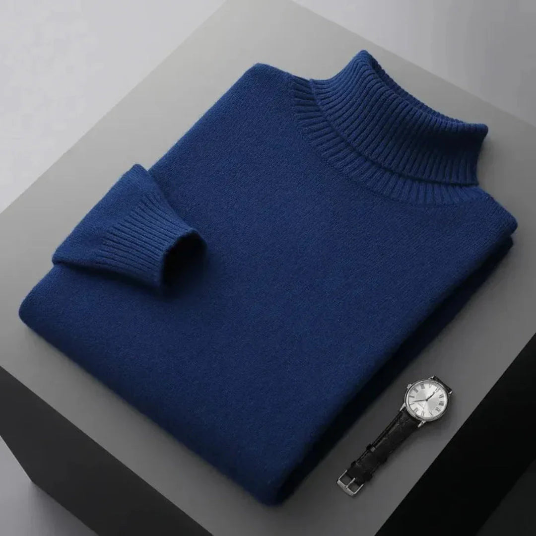 Pure Wool Turtleneck Sweater for Ultimate Comfort Blue
