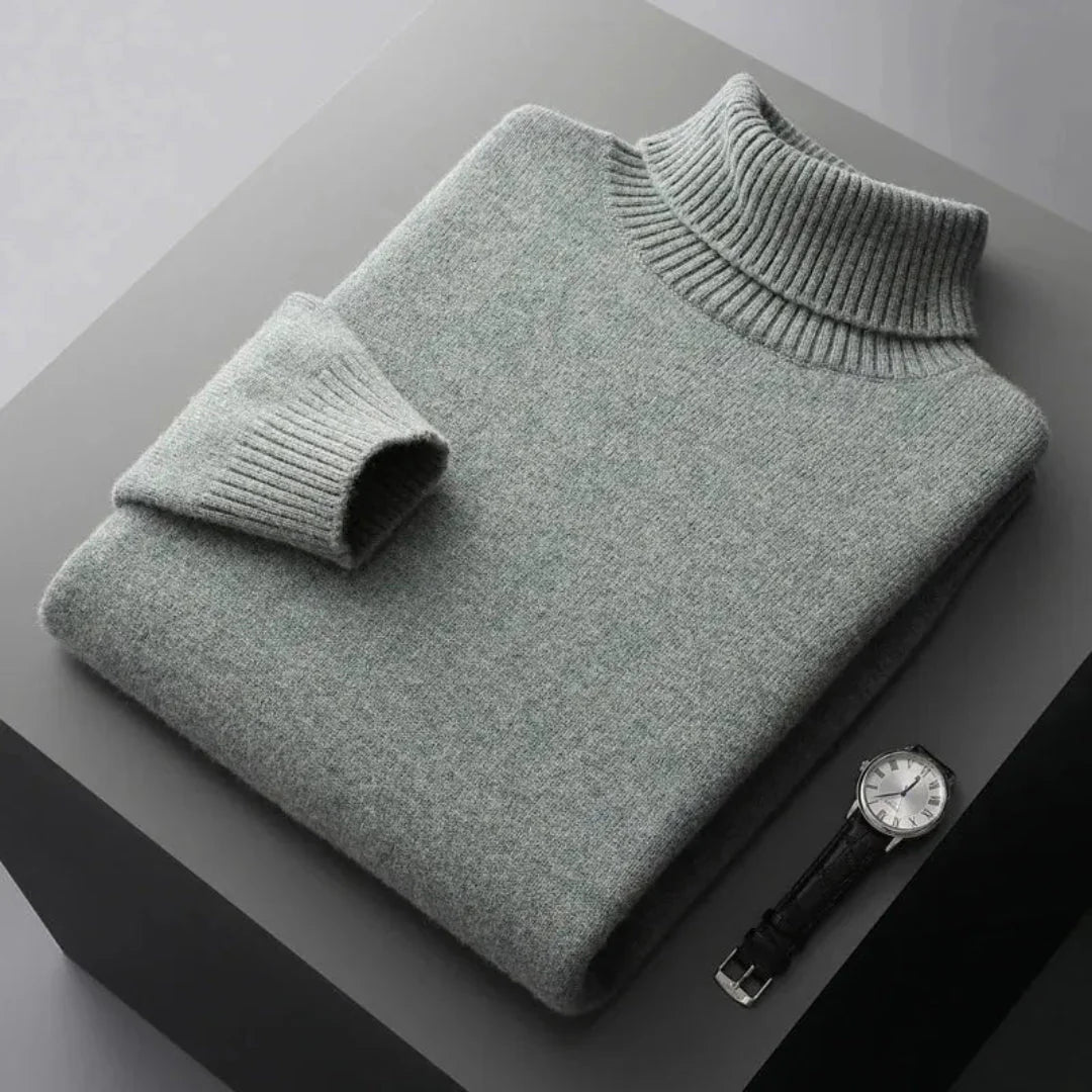 Pure Wool Turtleneck Sweater for Ultimate Comfort Green