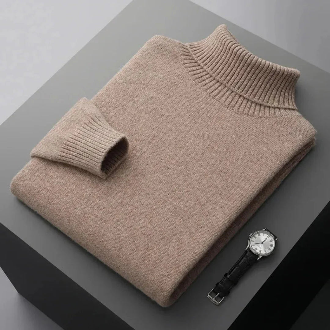 Pure Wool Turtleneck Sweater for Ultimate Comfort Khaki