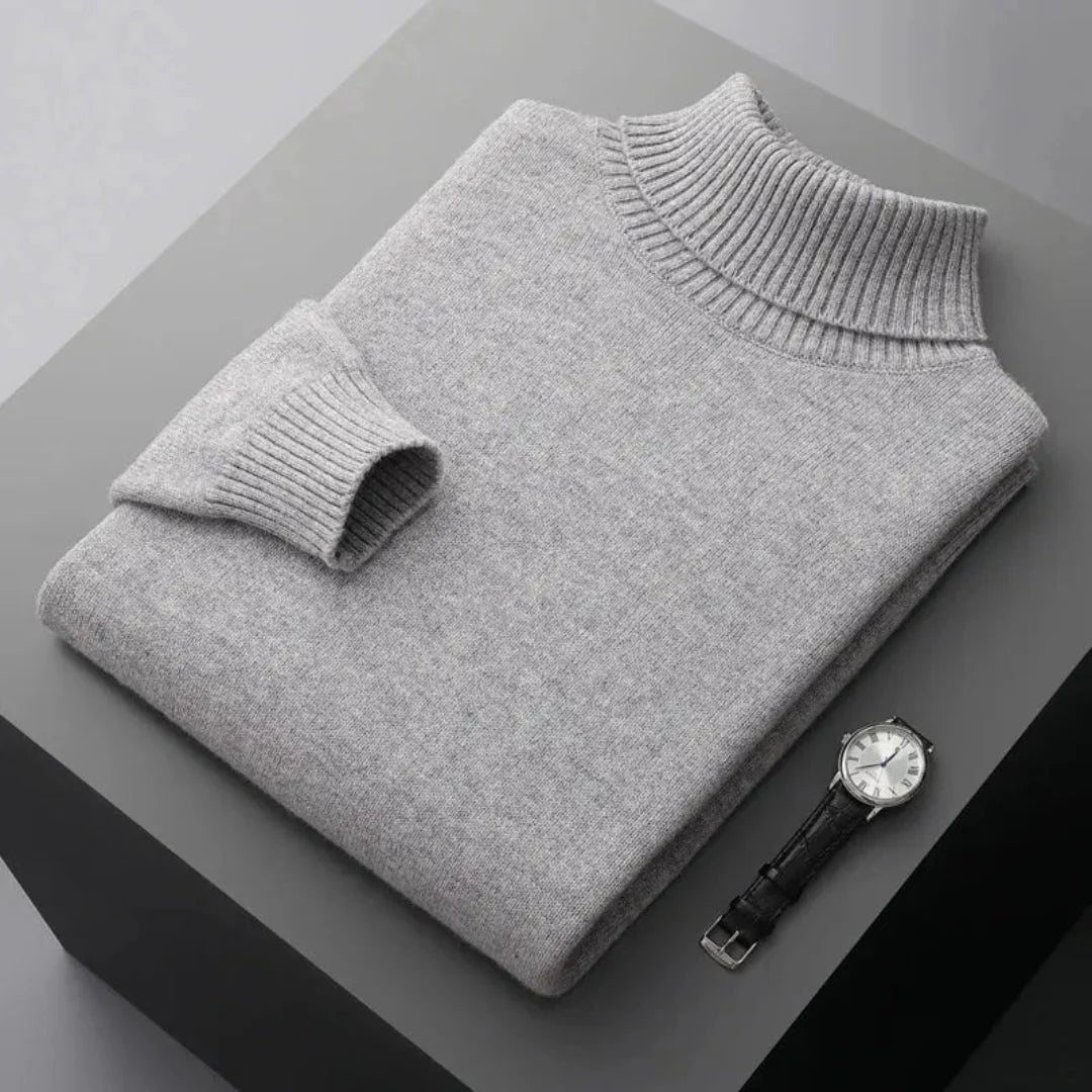 Pure Wool Turtleneck Sweater for Ultimate Comfort Light Gray