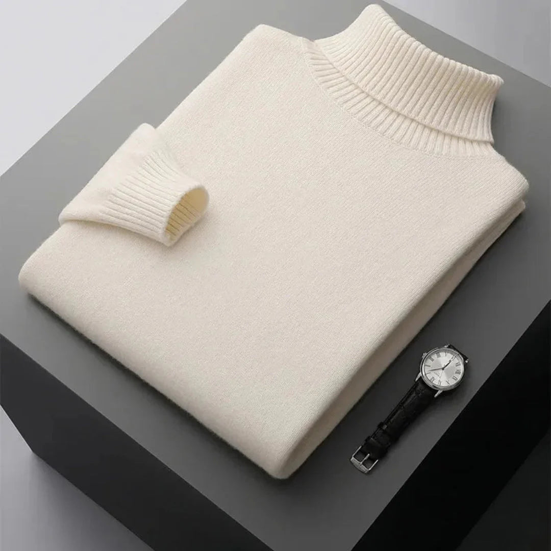 Pure Wool Turtleneck Sweater for Ultimate Comfort White