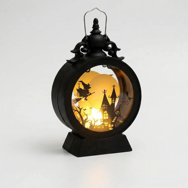 Halloween's Gothic Window LED Lantern with Silhouette Cutouts