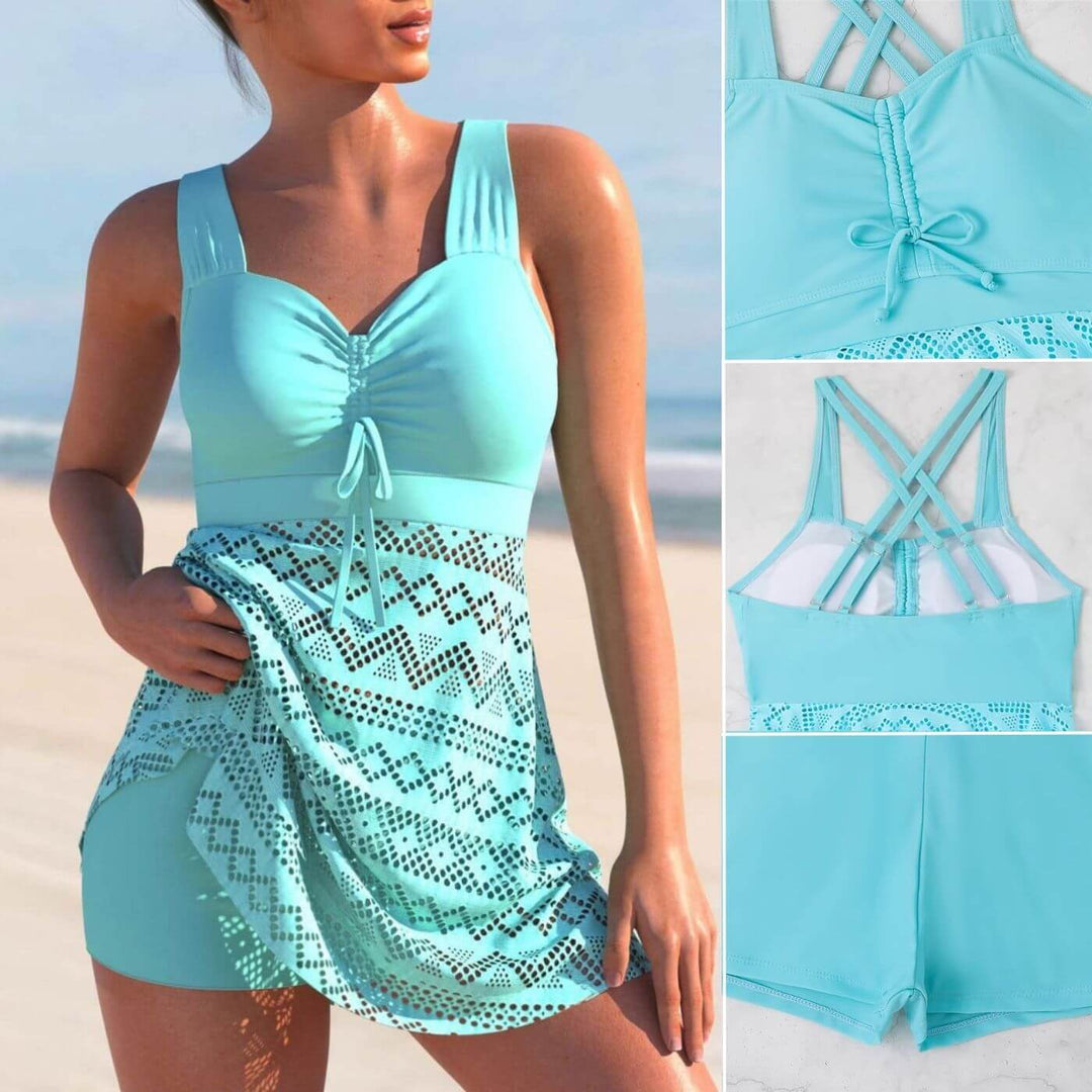 Grace | Women's Ruched Tankini Swim Dress-MODAUTLET