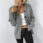 Lightweight Knit Hooded Cardigan for Women - Cozy & Warm Everyday Wear Grey