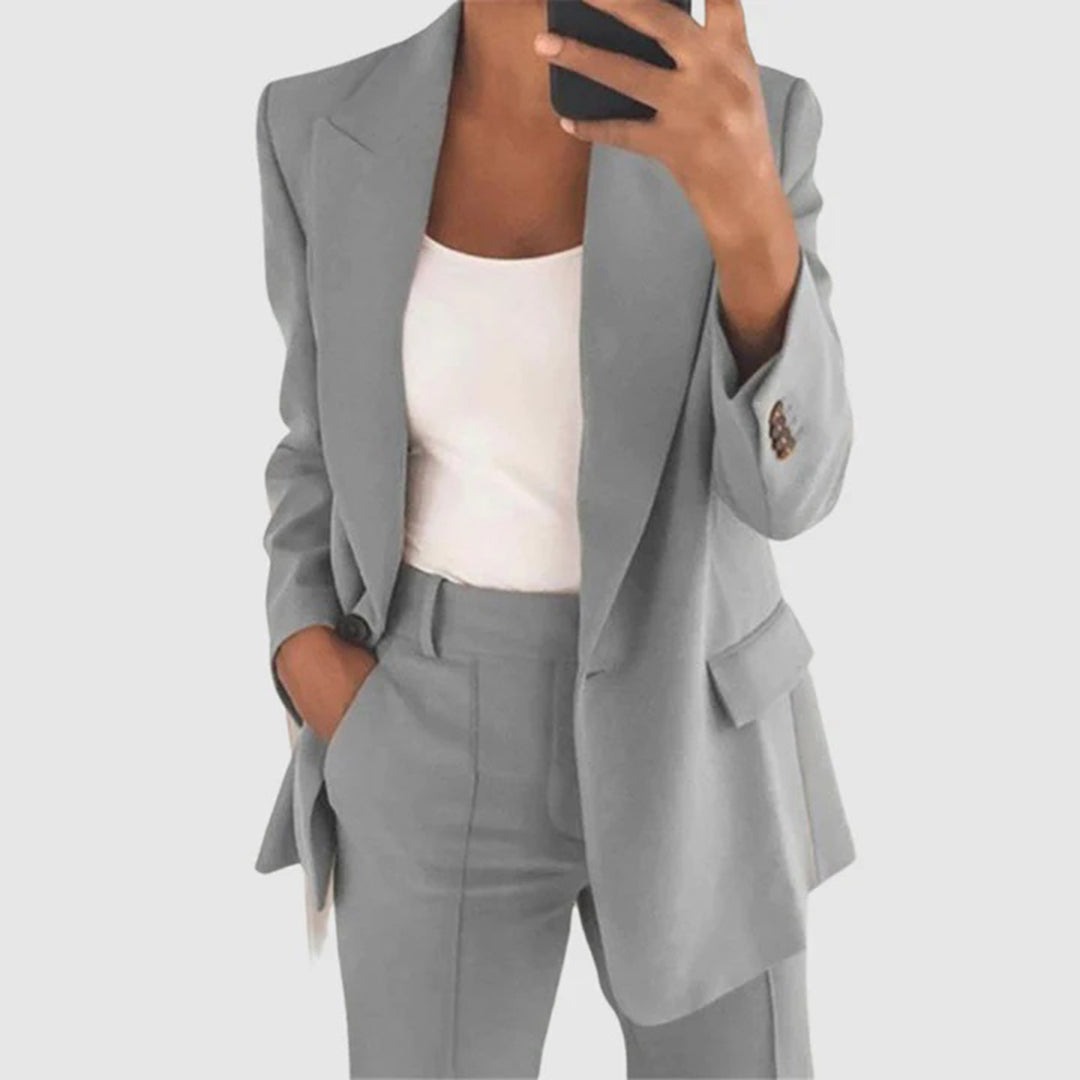 Womens Blazer And Pants Set For Work Professional Suit Gray