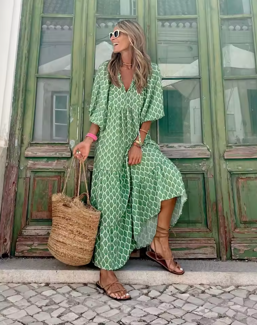 Women's Green Maxi Dress-MODAUTLET