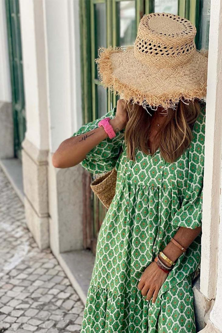 Women's Green Maxi Dress-MODAUTLET