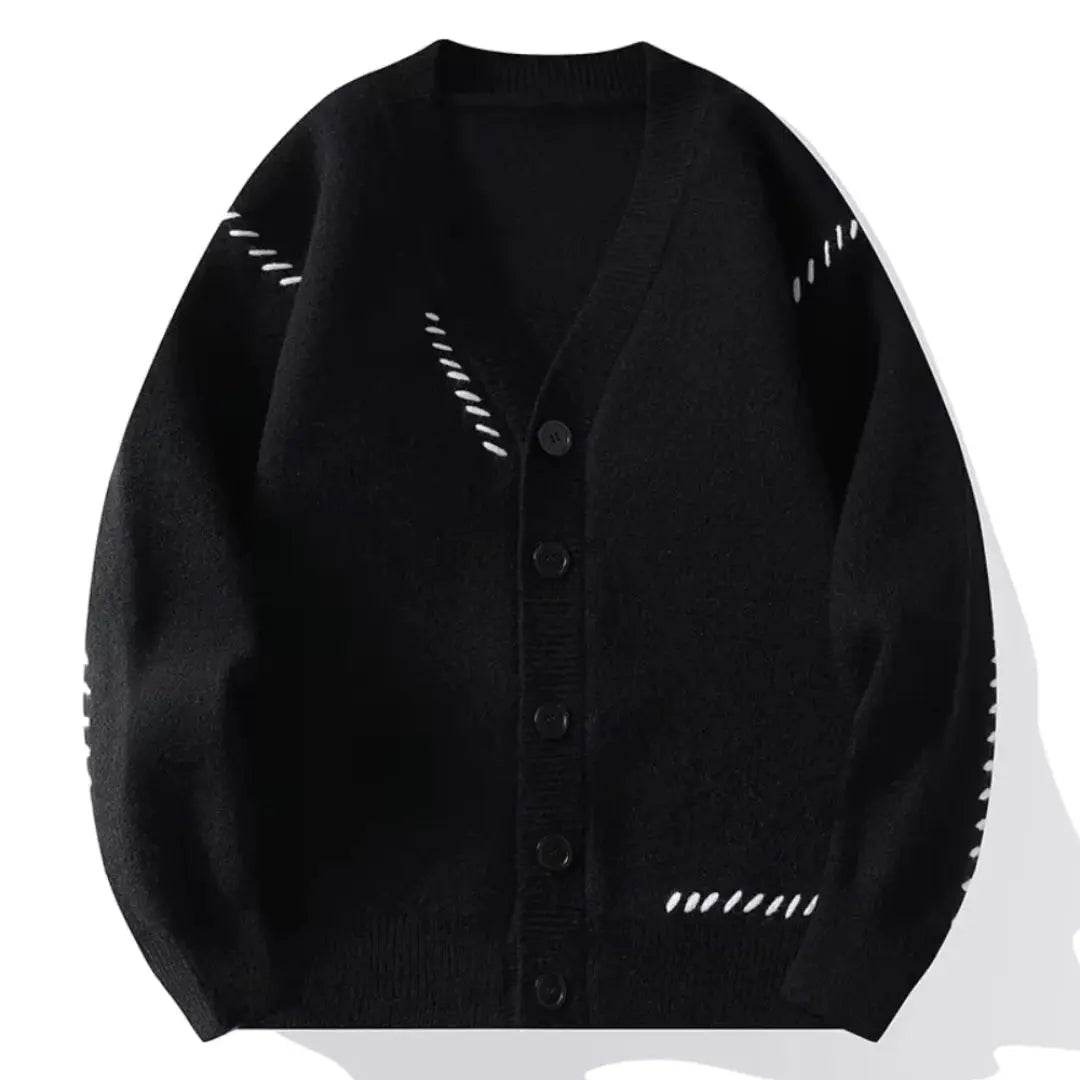 V-Neck Knitted Cardigan for Women Black