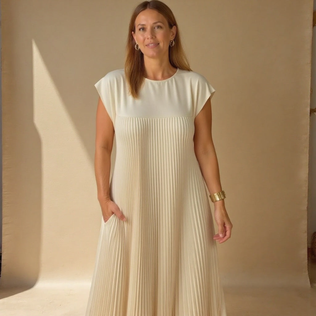 Women's Flowy Pleated Maxi Dress for Cocktail Events