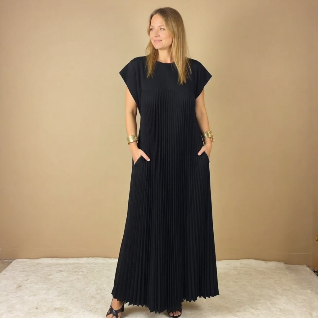 Women's Flowy Pleated Maxi Dress for Cocktail Events