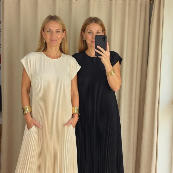 Women's Flowy Pleated Maxi Dress for Cocktail Events