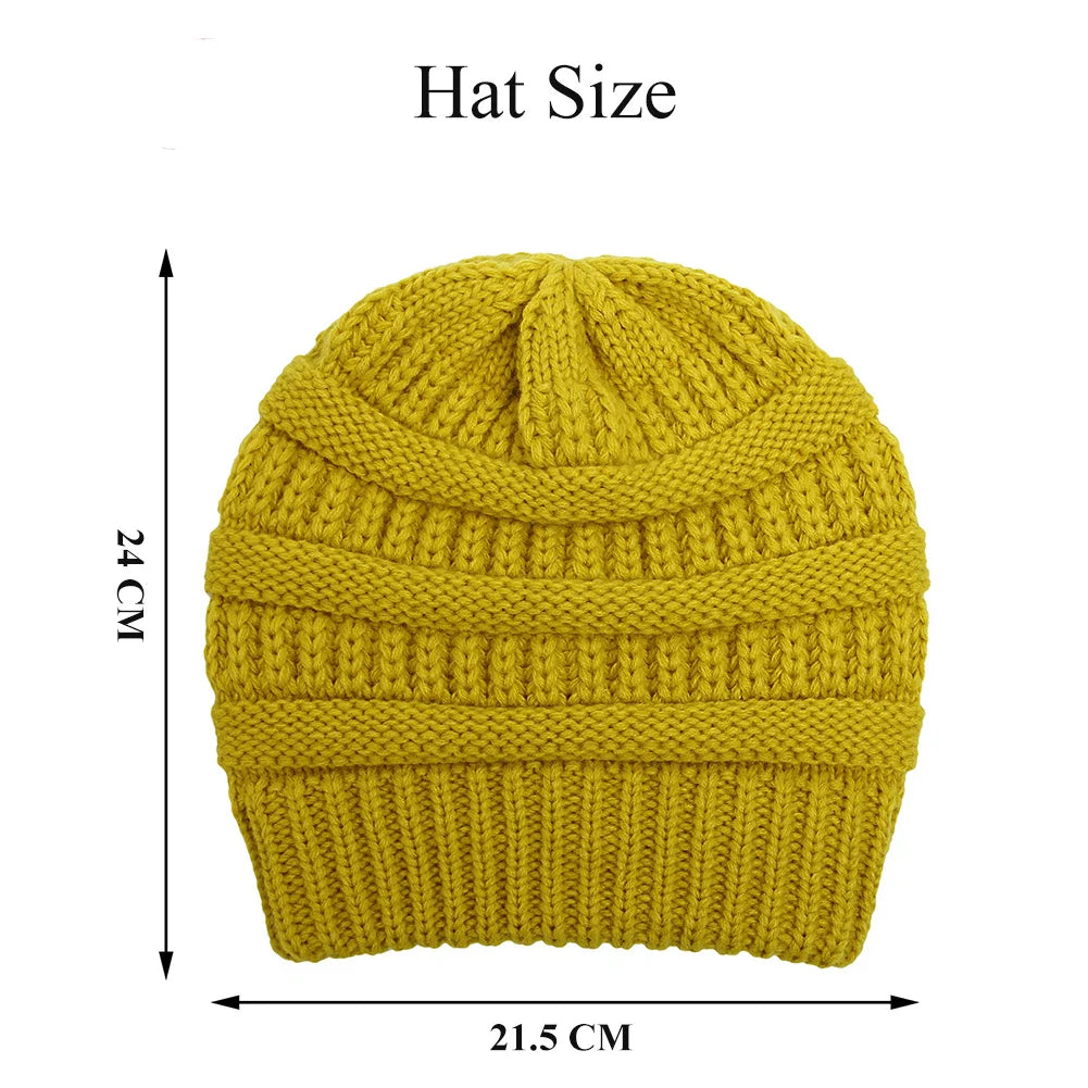 Silk-Satin Lined Chunky Knit Beanie for Women-MODAUTLET