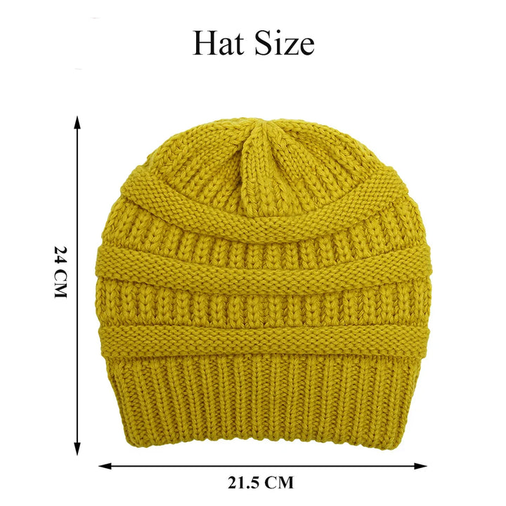 Silk-Satin Lined Chunky Knit Beanie for Women-MODAUTLET