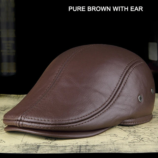 Authentic Cowhide Leather Baseball Cap-MODAUTLET