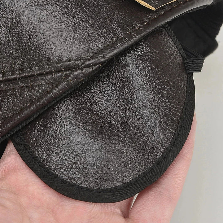 Authentic Leather Earflap Baseball Cap – Warm Cowhide for Winter-MODAUTLET