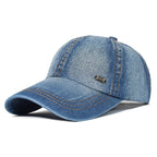 Vintage Washed Cotton Adjustable Baseball Cap – Unisex Low-Profile Dad Hat Blue One Size