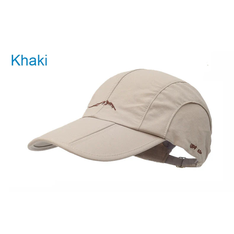 Quick-Dry Waterproof Outdoor Cap - Breathable, Foldable Unisex Hat Khaki Adjustable 56-60 cm