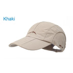 Quick-Dry Waterproof Outdoor Cap - Breathable, Foldable Unisex Hat Khaki Adjustable 56-60 cm