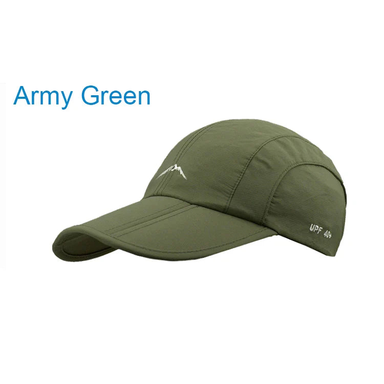 Quick-Dry Waterproof Outdoor Cap - Breathable, Foldable Unisex Hat Army Green Adjustable 56-60 cm