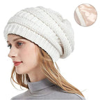 Silk-Satin Lined Chunky Knit Beanie for Women